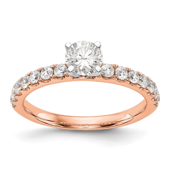 14K Rose Gold Ring Band Engagement Semi Mount Diamond, Lab Grown Round White