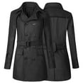 thumbnail image 2 of QHFBli Mens Trench Coat Men's Double Lapel Mid-Length Windbreaker Woolen Jacket with Belt for Casual Black M, 2 of 8