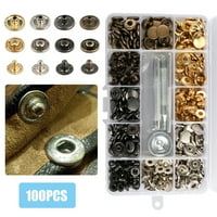 EEEKit 100 Sets Snap Fasteners Kit (12.5mm) ,  Metal Snap Buttons Press Studs with 4 Pieces Fixing Tools, 4 Colors for Leather, Coat, Down Jacket, Jeans Wear and Bags Decoration