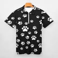 thumbnail image 3 of Paws Pattern Men Zipper T-shirt Summer Casual Short Sleeve T-shirt Top, 3 of 7