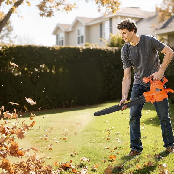 3 in 1 12 Amp Electric Leaf Blower, Leaf Vacuum and Mulcher for Lawn Care with Reusable Collection Bag and Wheeled Base