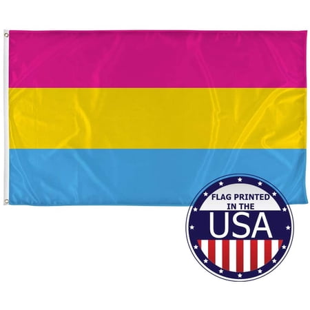 Pansexual Pride Flag 3ft x 5ft Polyester Flag, Durable Gay Pride Flag Made with Vibrant Colors, LGTBQ Community Pride Flags, Printed in The USA