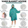 thumbnail image 5 of Teal and Gold Geometric Lattice Pattern Wearable Oversized Blanket,Wearable Blanket Hoodie for Adults,Cozy Hooded Blankets with Super Pockets,Super Warm Fuzzy Pullover for Women & Men, 5 of 6