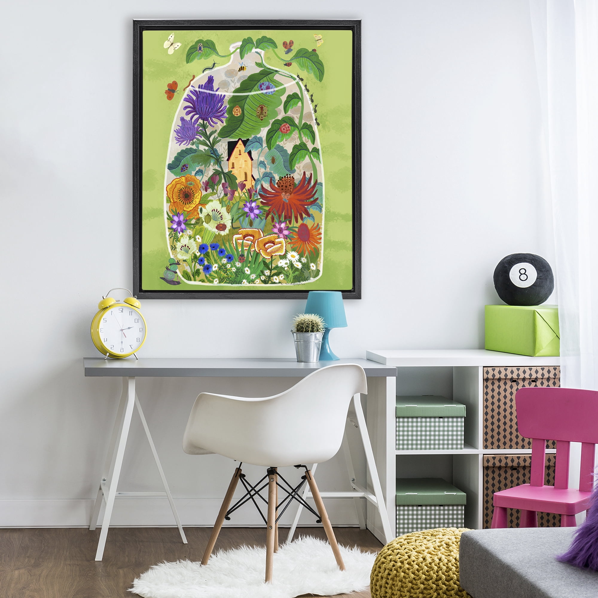 Stupell Industries Terrarium Bug Garden Black Framed Floater Canvas Wall Art, design by Kay Widdowson