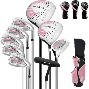 10 Pieces Complete Womens Golf Clubs Set Right Hand for Women Includes Cart Bag with Rain Hood, 1#Driver 3#Wood #5 Hybrid,with 3 Head Covers, 6# 7# 8# 9# PW# Irons and Putter