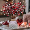 thumbnail image 3 of Valentines Day Decorations Gifts Heart Picks - 8 Pcs Artificial Red Berry Flower Stems Heart Shaped Picks for Home, Restaurant Decor, Wedding (Red), 3 of 7