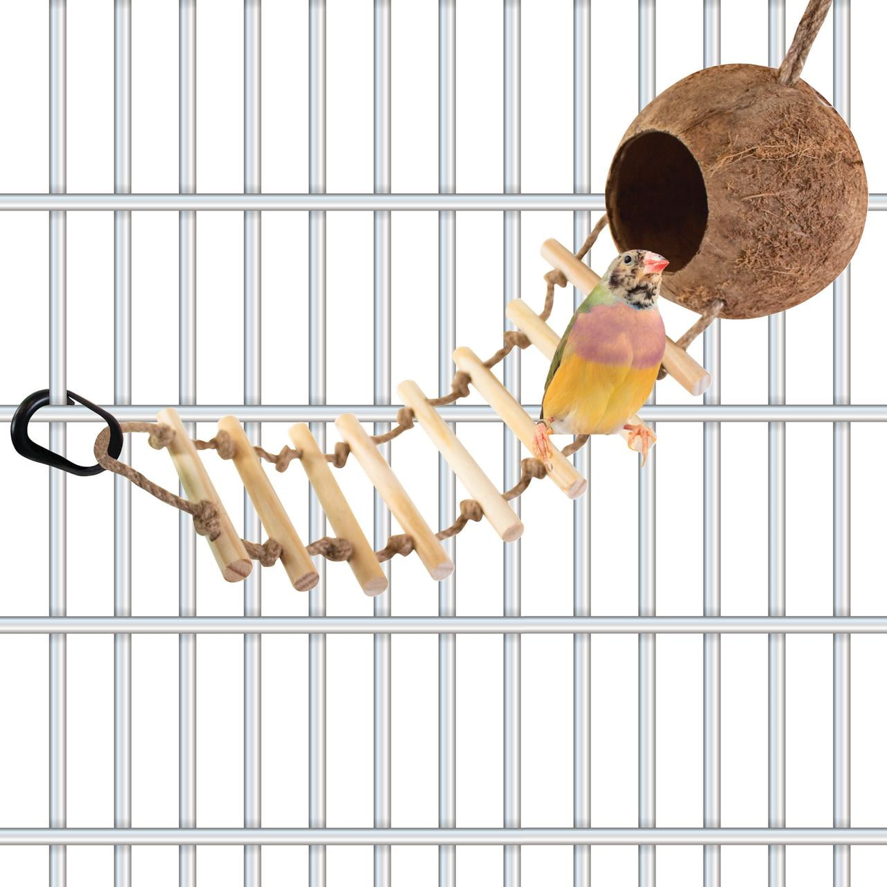 (4 pack) Eco-Friendly Coconut Hide Birdhouse with Ladder by Penn-Plax