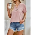 thumbnail image 5 of 2024 Tops for Women Trendy Button V-Neck Casual Short Sleeve, Women's Summer Tops, 5 of 13