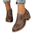 thumbnail image 2 of Kopltyrfg Womens Slip on Ankle Boots V Cutout Round Toe Chunky Stacked Low Heel Booties Fashion Side Zipper High Top Comfortable Short Boots Women's Casual Dress Block Heel Walking Booties (Brown,42), 2 of 4