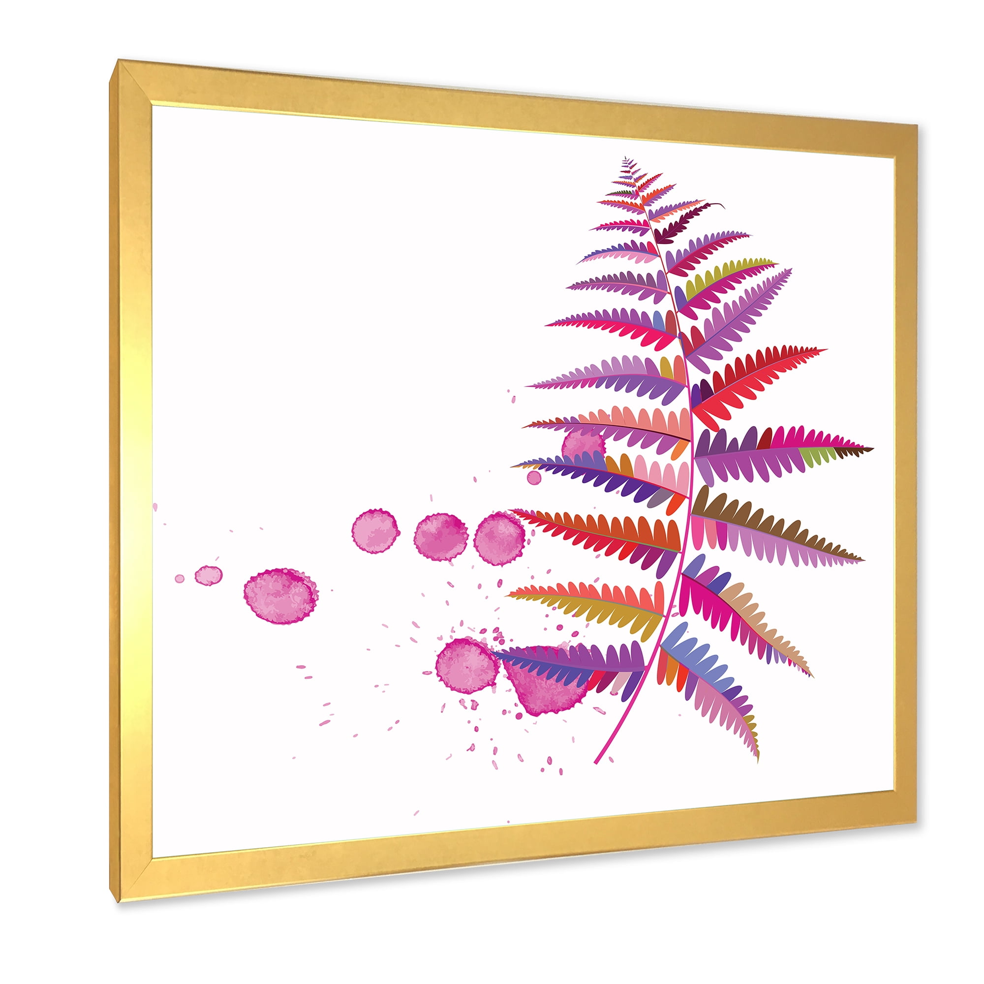 Designart 'Purple Fern With Purple Splash' Farmhouse Framed Art Print