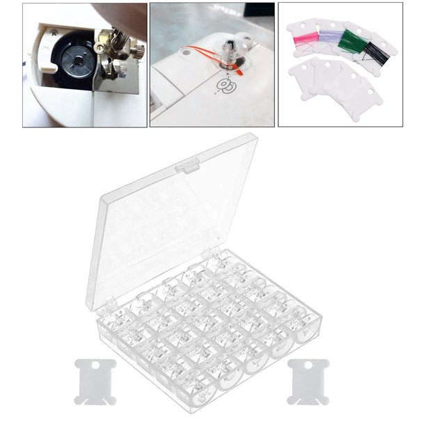 25 bobinas con caja de bobina + 2 piezas de hilo para múltiples s de coser, Claro Hugo Bobinas para máquinas de coser