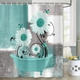 thumbnail image 5 of Green Daisy Flower Shower Curtain, Farmhouse Floral and Butterfly in Bathtub Shower Curtains for Bathroom, Rustic Country Abstract Geometric Floral Bath Decor Bathtub Set with 12 Hooks 70X70in, 5 of 6