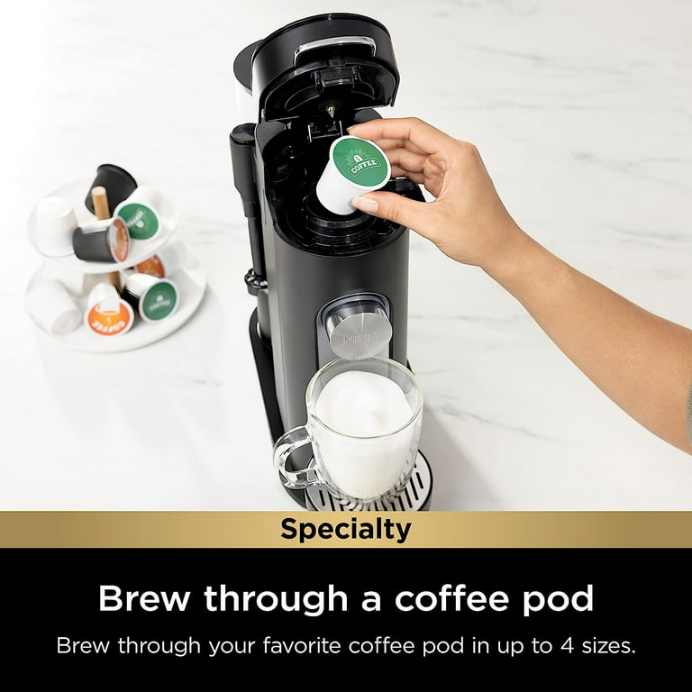 Ninja PB051 Pods & Grounds Specialty Single-Serve Coffee Maker, K-Cup Pod  Compatible, Built-In Milk Frother, 6-oz. Cup to 24-oz. Travel Mug Sizes