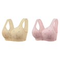 thumbnail image 1 of 2 Pack(Pink 1PCS & Beige 1PCS) Multipack Women Lace Front Button Shaping Cup Adjustable Shoulder Strap Large Size Underwire Strapless Bra, 1 of 4