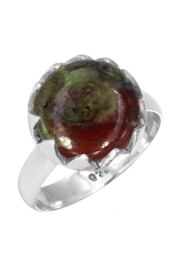 925 Sterling Silver Ring Natural Dragon Blood Jasper Handmade Jewelry