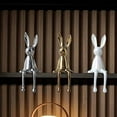 thumbnail image 3 of HeeHom Easter Bunny Figurines - Brass Sitting Bunny Rabbit Statue, Electroplated Ceramic Home Decor for Living Room, Office Desktop, Cabinets, Bookshelf Table Centerpiece & Gift, 3 of 7