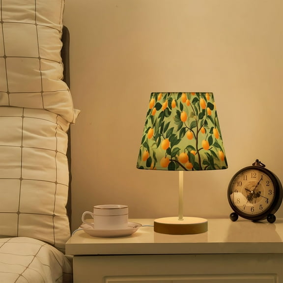 Yayeee Mini Table Lamp 10.8" Dimmable with Fabric Shade 3 Color Temperatures, Orange Tree
