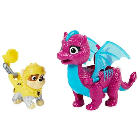 Spin Master Games Paw Patrol, Rescue Knights Rubble and Dragon Blizzie Action Figures Set, Age 3 