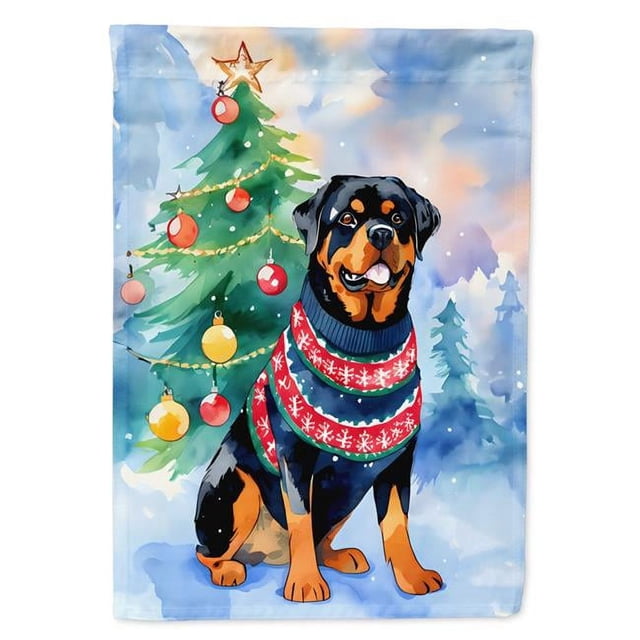 Carolines Treasures DAC3609CHF 40 x 28 in. Unisex Rottweiler Christmas Polyester House Flag