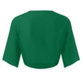 thumbnail image 6 of 2DXuixsh Womens Cardigan Sweaters Simple Women Tie Front Chiffon Short Sleeve Cropped Sheer Bolero Cardigan Crew Neck Classic Sweater Knit Cardigan Green Size L, 6 of 6