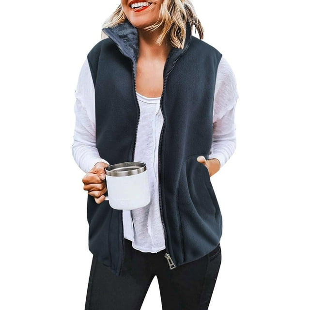 LOVZFMLL Jackets for Womens Fall Winter Sleeveless Coat Zip Up Warm Jackets Outerwear With Pockets