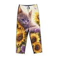 thumbnail image 4 of Daiia Daisy Sunflower Lazy Cat Women's Sleep Pant with Pockets and Drawstring,Pajama Pants-Small, 4 of 9