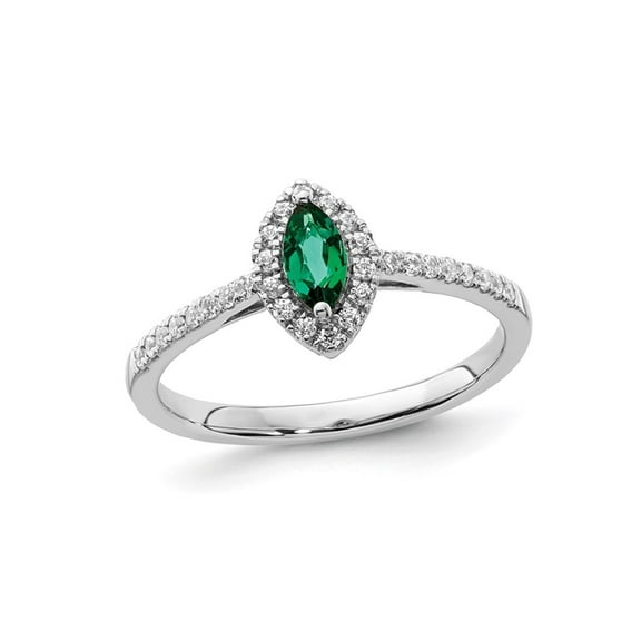 3/10 Carat (Ctw) Lab-Created Emerald Ring in 14K White Gold with Lab-Grown Diamonds for Women