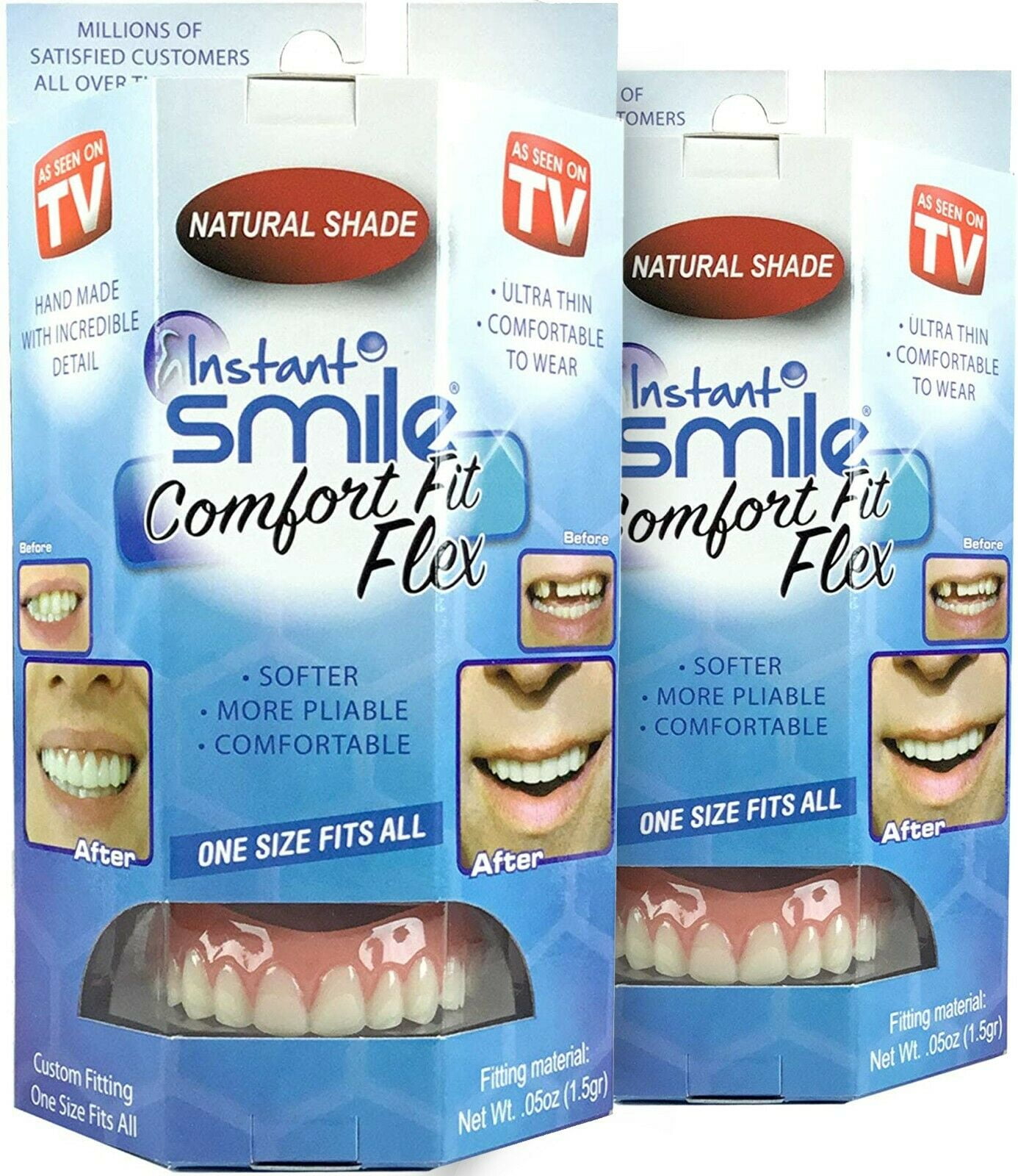 Instant Smile 2-Pack of Natural Shade Makeover Comfort Flex Fit Top ...