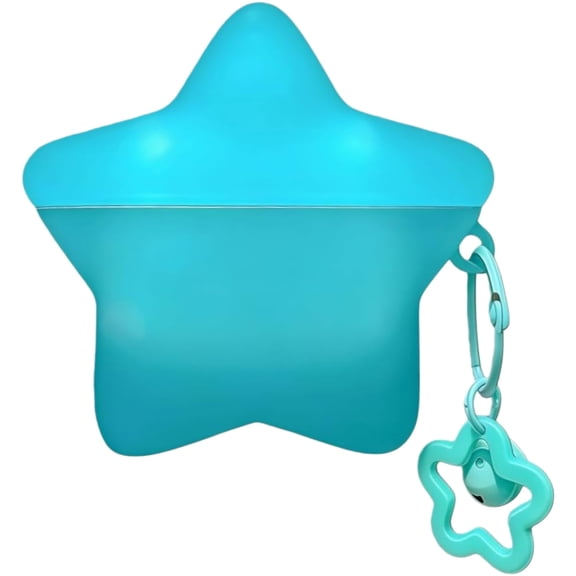 for AirPods 4th Generation Case, Case Compatible with AirPods 4 2024, Kawaii Cute Star Shape Luminous Earbuds Cover, Gifts with Keychain for Women Girls, Anti-Scratch Drop Protection Blue