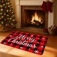 thumbnail image 5 of Christmas Kitchen Rugs Merry Christmas Mats Buffalo Plaid Doormat Non Slip Backing Floor Mat for Home Kitchen Door Bathroom (Red), 5 of 6
