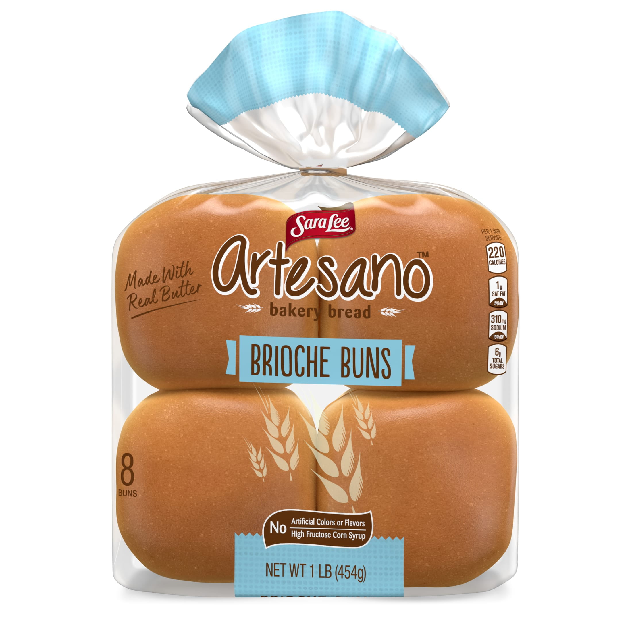 Sara Lee Artesano Brioche Buns, 8 count, Hamburger Buns, 16 oz Bag