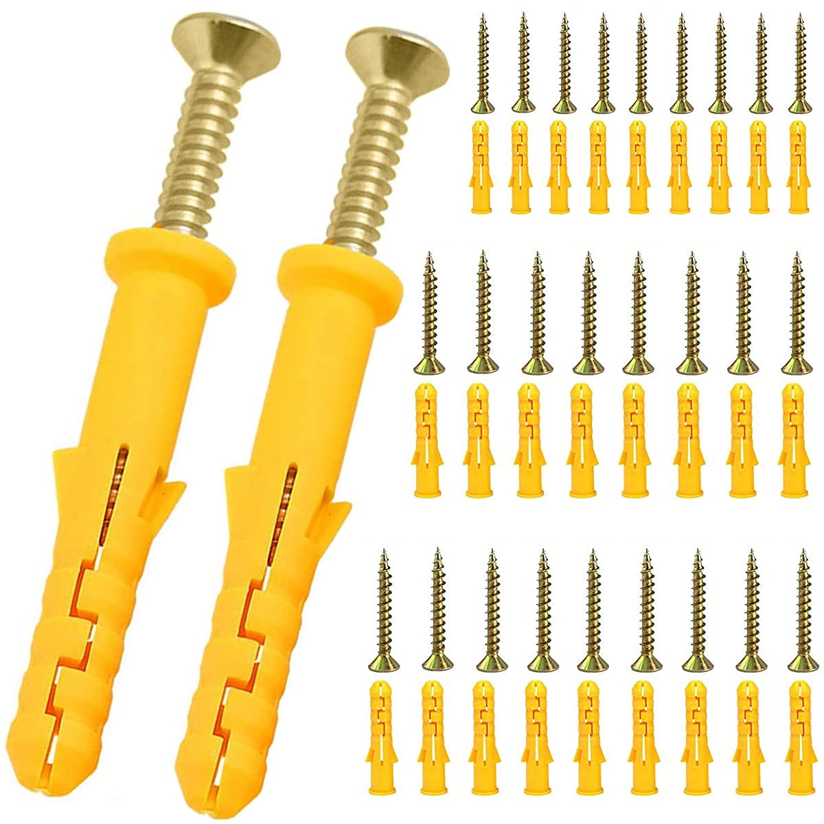 Plastic Drywall Wall Anchors and Screws Kit, 50Pcs Plastic Anchors and