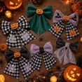 thumbnail image 7 of Bow Decorations Green Velvet Halloween Bow with Pumpkin Applique 14 X 12 Inch for Halloween Party Indoor Outdoor Home Door Decor, 7 of 7