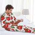thumbnail image 4 of Mens Pajamas Set, Cute Tomato Green Leaves Button Down Long Sleeve Loungewear Sleepwear Pjs sets for Men, 4 of 5
