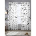 thumbnail image 3 of Gray Leaf Semi Sheer Curtains 108 Inch Length 2 Panels Set,Modern Botanical Foliage Plant Country Pastoral Sheer Kitchen Curtain Privacy Voile Window Curtain for Living Room Bedroom Rod Pocket Drapes, 3 of 7