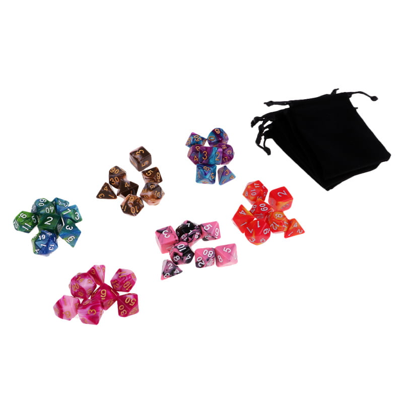 42x/Pack Polyhedral Dice Set w/ Bag D4-D20 for Dungeons & Dragons Board Game 
