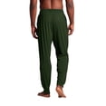 thumbnail image 3 of Mens Drawstring Pocket Jogger Pajama Pants Lightweight Lounge Sleep Pants with Tapered Leg Elastic Cuff Relaxed Fit Dark Green M, 3 of 7
