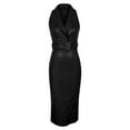 thumbnail image 5 of Gamivast Leather Dress for Women Sleeveless Lapel V-Neck Belted Faux Leather Midi Dress Bodycon High Slit Club Dress Party Night Out Date Night Edgy, 5 of 5