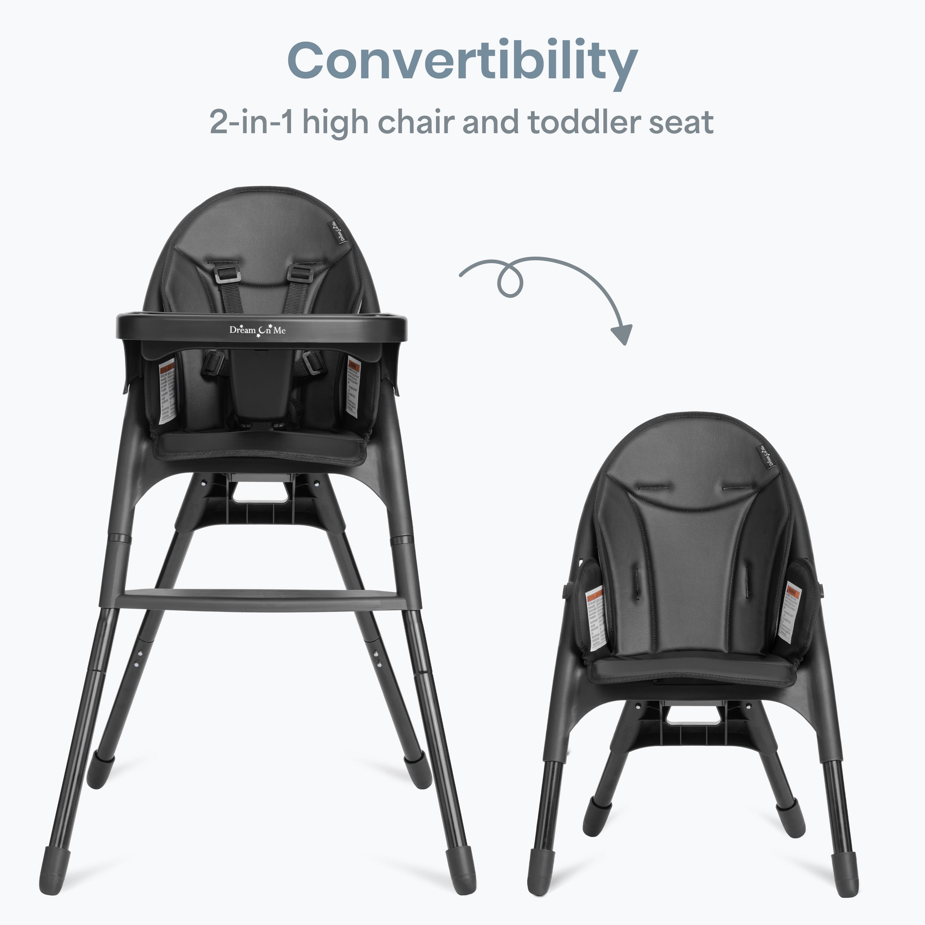 Dream On Me Chomper Champ 2-in-1 Highchair, Black