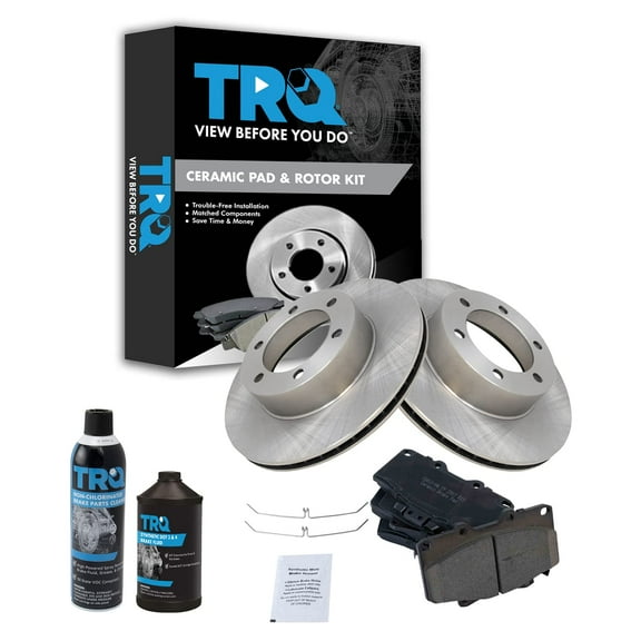 TRQ Front Ceramic Brake Pad & Rotor Kit w/Chemicals for Toyota 4Runner BKA15589