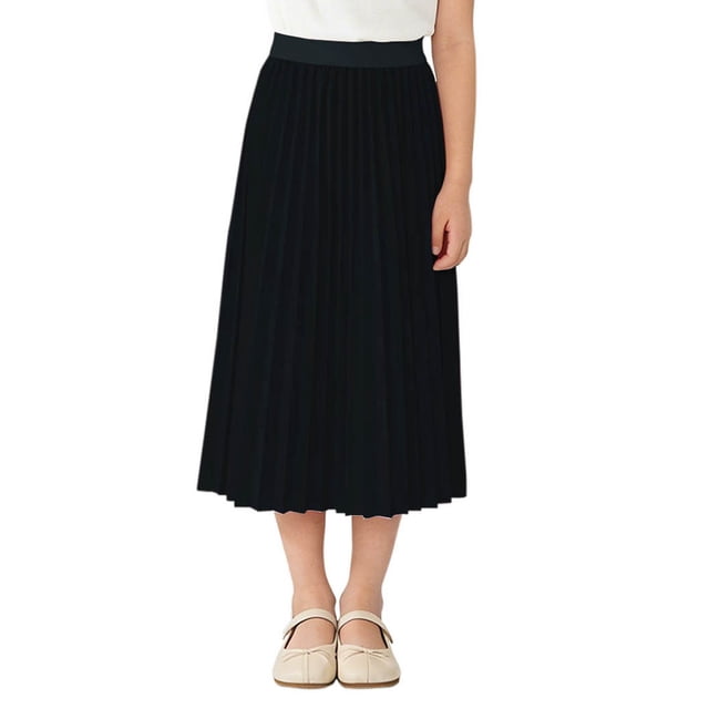 Odeerbi Niñas Midi Plisado Falda Verano Color Sólido Cintura Elástica Falda de Gasa