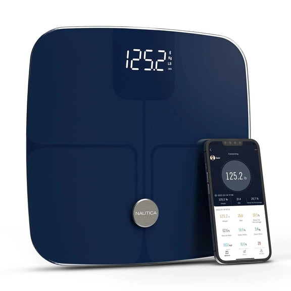 Nautica Body Tracker Plus Digital Scale for Body Weight, Bluetooth-Enabled Smart Scale with BMI, Body Fat, Muscle Mass Tracking  More