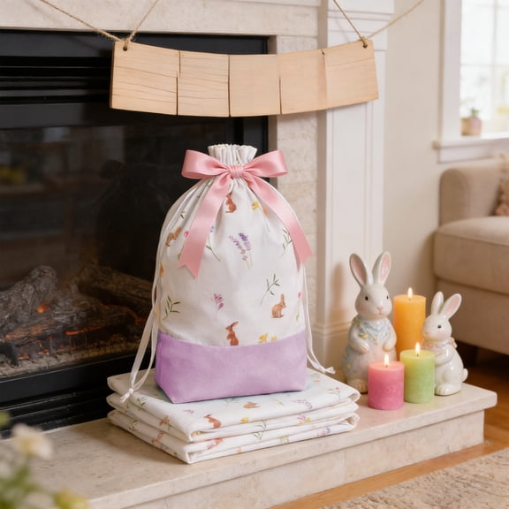 RBCKVXZ Easter Drawstring Bags - 7x12 Inch Easter Gift Candy Bag Party Favor Cinch Backpack for Kids Gift Party Supplies