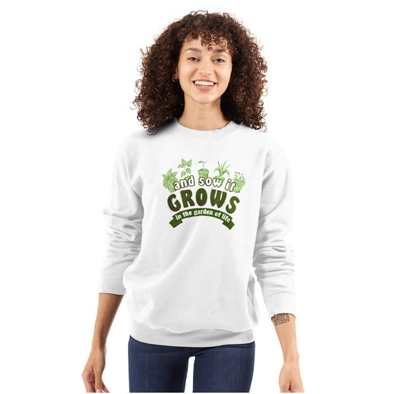 Sow Grow Garden Life Gardening Green Women Crewneck Sweatshirt Brisco Brands S