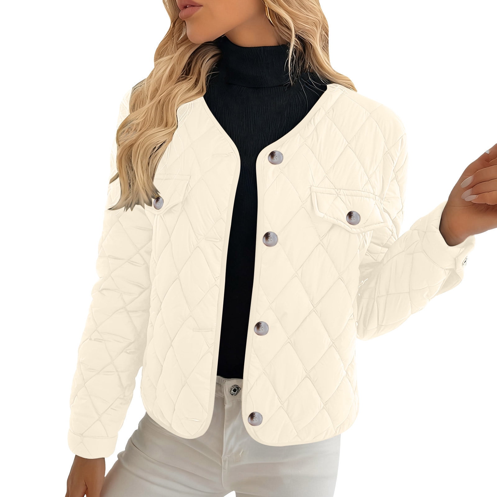 Olyvenn Fashion Women's Winter Stand Collar Padded Quilted Puffer