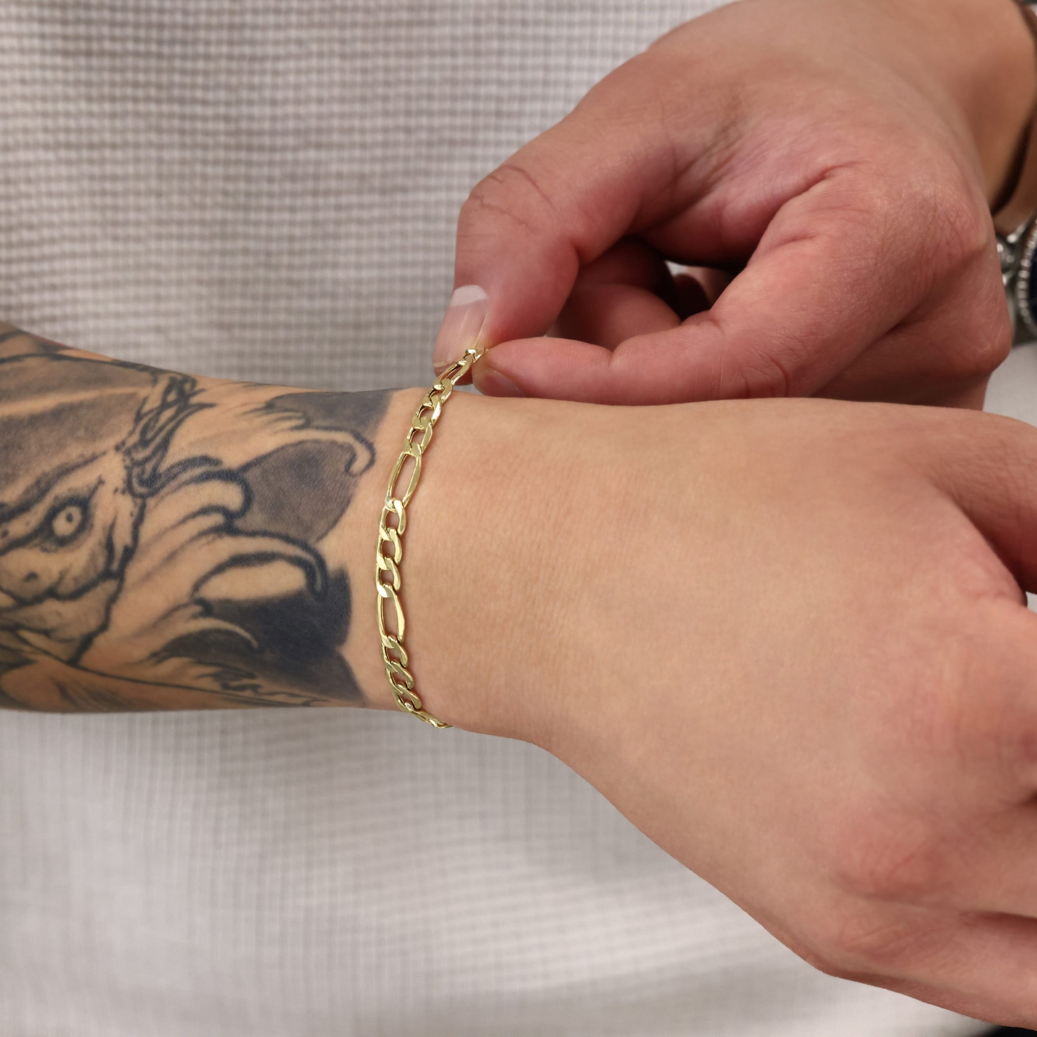 Nuragold 14K Real Yellow Gold Figaro Link Chain Bracelet 7"-9" (3.5mm-7.5mm) Italian Jewelry for Men & Women