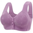 thumbnail image 2 of Gymayou Women Wireless Front Button Vest Bra Full Coverage Comfort Lingerie Wide Non-Slip Strap Easy Front Snap Sleep Underwear Purple 46, 2 of 9