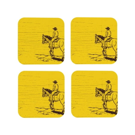 

Tideii Western Desert Cowboy 1 for Leather Coasters 4 Pieces Anti-fouling and Anti-scalding Decorative Coasters Suitable for Restaurants Kitchens Coffee Shops-Square