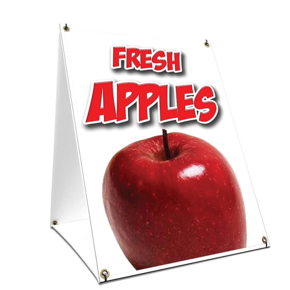 A-frame Sidewalk Coroplast Fresh Apples Sign With Graphics On Each Side | 18" X 24" Print Size