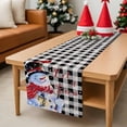 thumbnail image 6 of Christmas Table Runner Snowman with Cardinal Bird Table Runners Black Buffalo Palid Cotton Linen Dresser Scarf Kitchen Dining Table Decor for Christmas Holiday Party Decor 13x72 Inch, 6 of 9